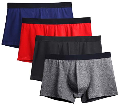 Men's Cotton Boxer Briefs Stretch Comfortable Low Rise Trunks Underwear 4 Pack