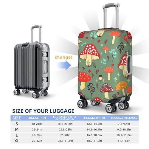 Luggage Cover Dustproof Anti-scratch Suitcase Cover Elastic Travel Suitcase Protector Cartoon Mushrooms Washable Baggage Case Luggage Sleeves Fits 18-32 Inch Luggage3
