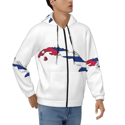 Sweat à capuche zippé carte Cuba vêtement imprimé pour hommes