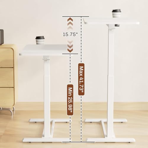 Image of FLEXISPOT Mobile Standing Desk with Wheels Pneumatic Laptop Desk Rolling Computer Cart Movable Height Adjustable Small Sit Stand Desk Computer Workstations Home Use(27.6 inch W x 15.7 inch D,White)