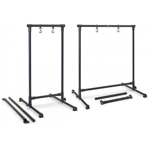 Stagg GOS-0828 Soporte profesional de metal para gong con 2 tubos de barra transversal intercambiables para ajuste de longitud