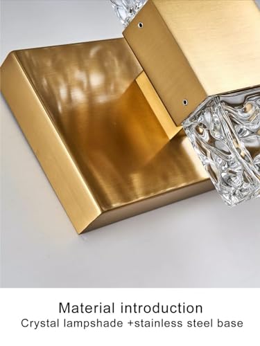 OYLYW Gold Bathroom Vanity Lights Fixtures Over Mirror LED Crystal Modern 3 Light Brushed Stainless Steel Wall Mount Light for Bathroom Lighting Fixtures 3000K 30Watts Warm Light - Thumbnail 5