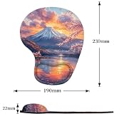 Ergonomiczna podkładka pod mysz, podkładka pod mysz z podpórką pod nadgarstek z pianki pamięci, matowa mysz z antypoślizgową podstawą PU do biura (kwiaty wiśni i mocowanie Fuji, 23 x 19 cm) 6H-2073