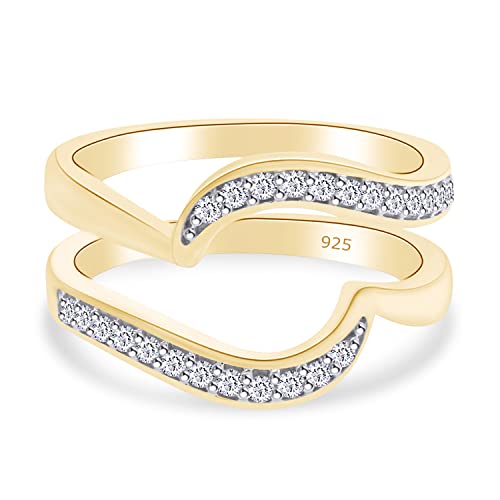 SAVEARTH DIAMONDS 1/5 Carat Round Cut Lab Created Moissanite Diamond Enhancer Guard For Engagement Wedding Ring In 14K Gold Plated 925 Sterling Silver (Color : G-H, Clarity : VVS1, 0.20 Cttw)3