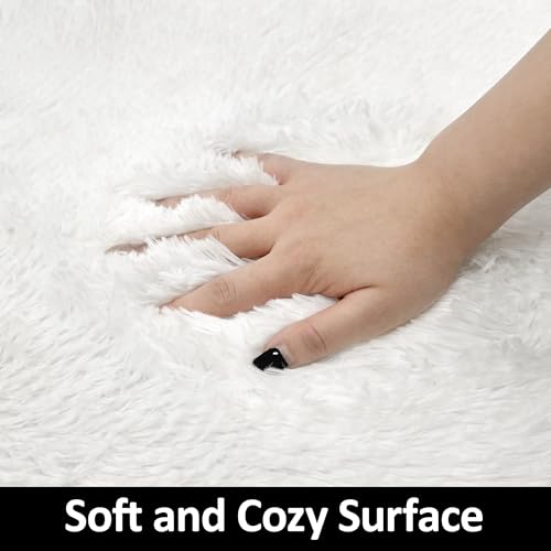 Tapete pequeño peludo blanco 2x3 pies para dormitorio miniatura 6