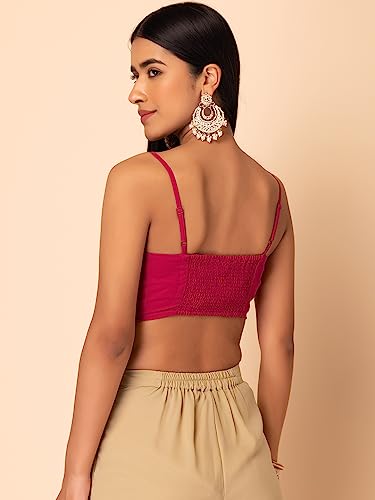 Image of Indya Women's Georgette Embroidered Sleeveless Regular Fit Blouse Pack of 1