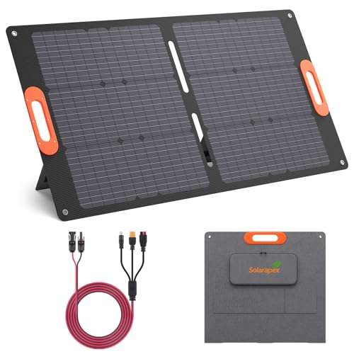 Solarapex 100W Portable Solar Panel IP67 Waterproof ETFE One-Piece Lamination 23.5% Efficiency Foldable Charger USB/Type-C/MC4/XT60/DC8020/Anderson Output for Power Station Camping RV