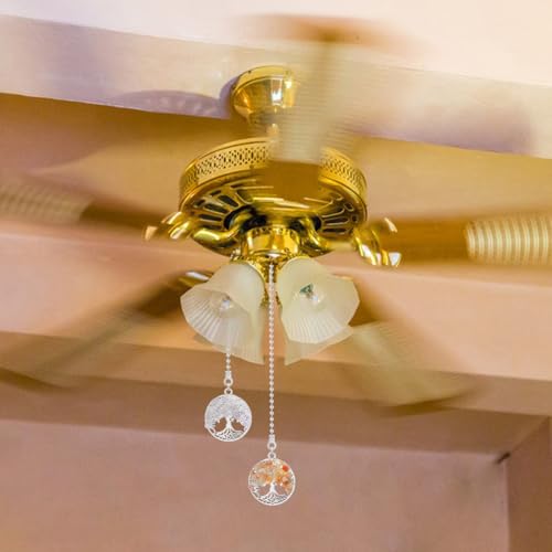 Image of DICOSMETIC 7Pcs Ceiling Fan Pull Chain Extension Gemstone Charm Light Pull Chain 14.2 Inch Adjustable Decorative Extension Connector Tree of Life Hanging Ornament for Fan Wall Lighting Lamp Home Decor