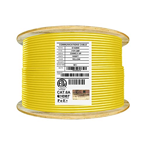 Cable Cat6A Shielded Plenum FTP 1000ft RJ45 Amarillo miniatura 1