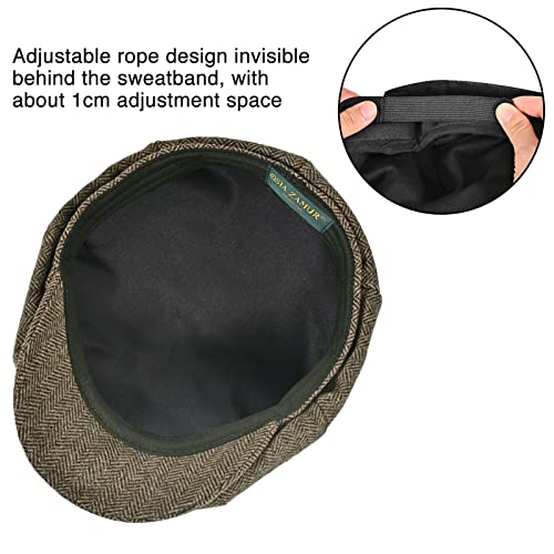 Mens Newsboy Cap High Woolen Tweed Gatsby Hat Ivy Cabbie Flat Golf Cap for Fathers Women Unisex