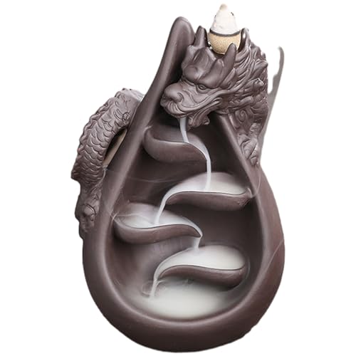 Quemador de incienso de dragón, material de arena morada, soporte de incienso de cono, diseño de cascada, decoración de incensario, accesorio de aromaterapia, para yoga, meditación, relajación, mejora