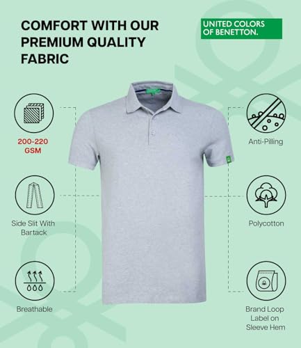 Image of United Colors of Benetton Shirt for Men | Tees for Man | Half Sleeves Plain Stylish Regular Fit Polo | Collar Tshirt | T-Shirt | Stylish Mens Tshirt