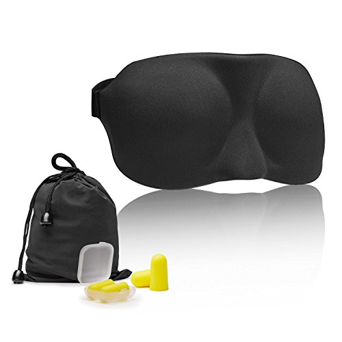 Keten Antifaz para dormir 3D para viajar Eye Mask con diseño en relieve, 2 sets de tapones para los oídos y 1 funda de transporte