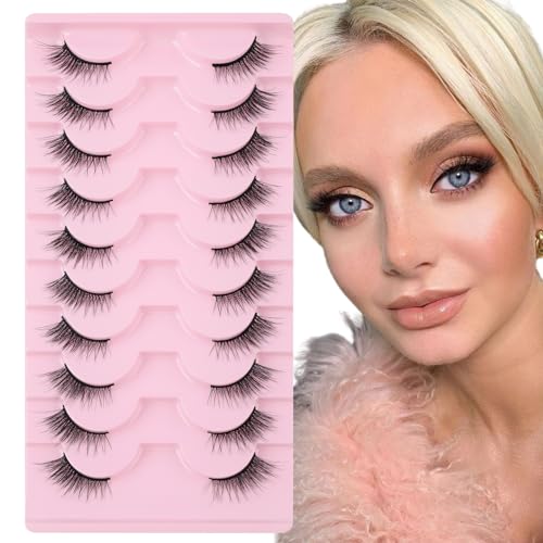 Sixstarhair Demi Faux Cils 3D Faux Cils Naturel 10 Paires Cat Eye Lashes Doux Half Lashes Reutilisable Corner Eyelashes