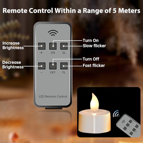 Image of LED Rechargeable Candle Flameless Tealight with Remote Control 12pcs /Set (Warm White)