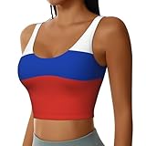 LEVNDIEJ Russian Flag Print Women's Athletic Tank Tops Sauna Suits,Womens Sports Bras Yoga Gym Running Casual Wear