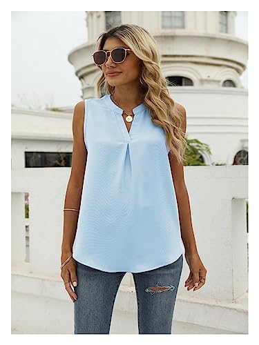 Spring and Summer New Solid Color Chiffon Shirt Loose V-Neck Pullover Sleeveless Top Vest4