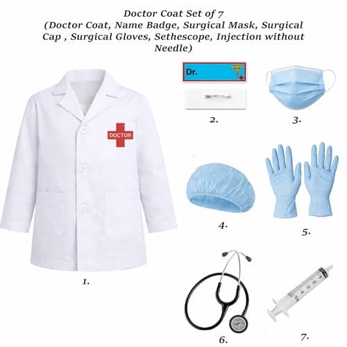 Image of Kids Doctor Coat and Nurse Dress Set for Boys & Girls | Fancy Dress Costume | School Competition Role Play Outfit