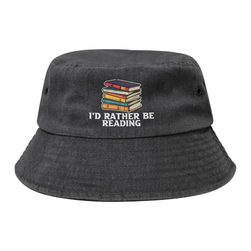 Qauirfe I'd Rather Be Reading Fashion Cowboy Denim Fisherman Hat Outdoor Fishing Cap Sun