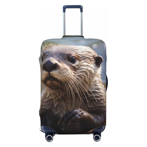 Travel Luggage Cover Fashion Suitcase Protector Otter Playing in The Water Spandex Baggage Covers Washable Suitcase Covers Anti-Scratch Luggage Cover Protectors Fits 18-32 Inch Suitcases Large
