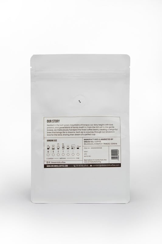 Image of Dream HIll Coffee Spring Bloom - Medium-Dark Roast notes of Chocolate, Almonds, Orange | Single Origin, Made With 100% Specialty Grade Arabica Freshly Roasted and Grounded Koraput Coffee | 250g (pack of 1), Home Espresso