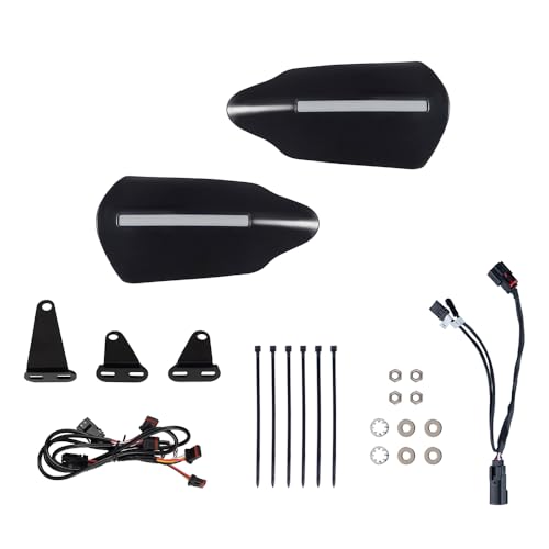 Motorcycle LED Handguard for Harley, Handguards with Light Compatible with 23.5+ CVO Road Glide, 24-25 Harley Touring, Vivid Black Hand Guards with DRLs and Indicators