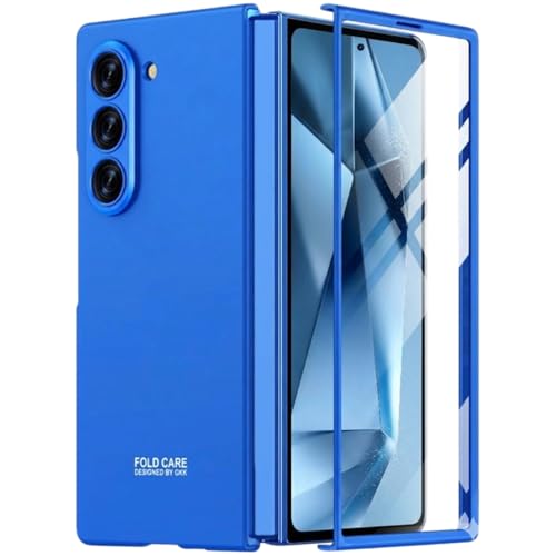 Image of TechTrendz Ultra-Thin for Galaxy Z Fold 7 Case, Full Body Case with Built-in Screen Protector, Shockproof Hard PC Protective Slim Matte Cover for Samsung Galaxy Z Fold 7 Back Cover - Blue