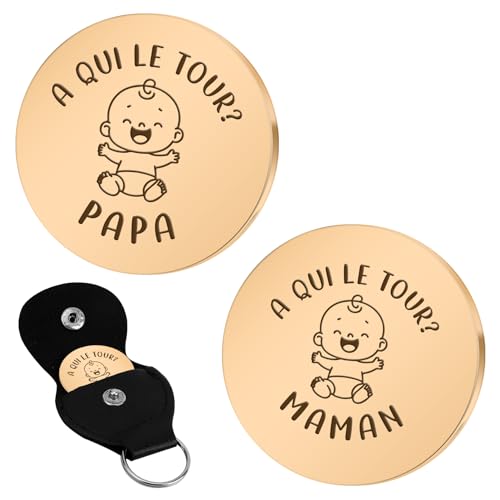 Cadeau Futur Maman,Cadeau Futur Papa,Cadeau Naissance,Cadeau Jeune Maman,Cadeau Futur Parents,Cadeau Jeune Papa,Cadeau Bebe Naissance,Cadeau Baby Shower,Pièce De Monnaie De Décision Don Papa