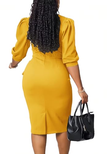 Image of ZVO Midi Dress for Women Pencil Dress Fashion Work Dress Elegant Church Dress High Waist Outfits
