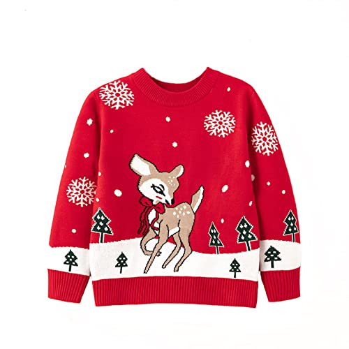 Image of HILEELANG Toddler Boy Girl Christmas Sweater Pullover Reindeer Elk Snowman Sweatshirts Tops