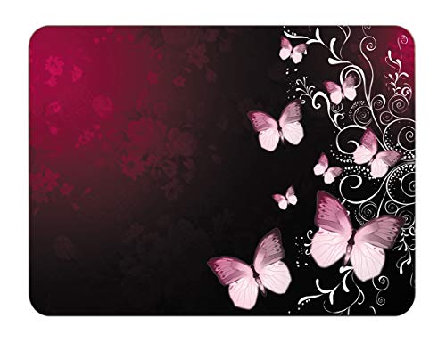 Silent Monsters Tapis de Souris Taille L (360 x 250 mm) Mouse Pad Petit, Motif Papillon Rouge - approprié pour Souris de Bureau et Souris de Gaming