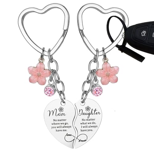 Llaveros en forma de corazón – Llavero, colgante de corazón emparejado | Regalos para hija, madre y abuela, familia ornamento colgante