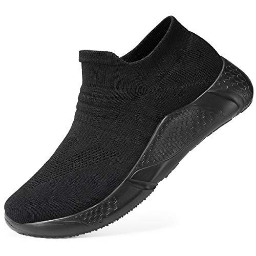 [SWIFTBIRD] スリッポン スニーカー ニットシューズ メッシュ ウォーキングシューズ メンズ レディース カジュアル スポーツ 靴 静音 履きやすい 運動靴 軽量 男女兼用 ブラック 25.5 cm