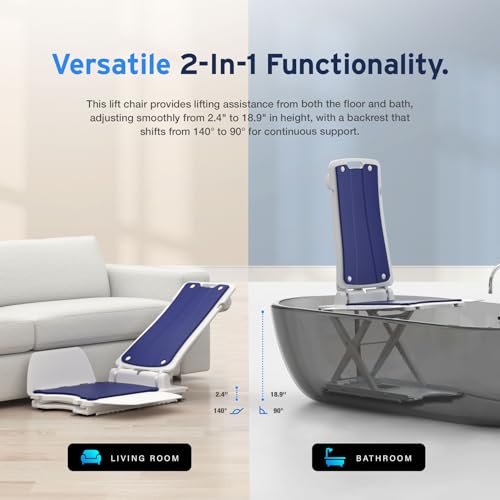 AYDMED 2-in-1 Lift Chair | Portable Cordless Rechargeable Electric Floor & Bath Chair Lift | Strong & Secure Engineering | Advanced Lifting Power with 308 lbs Lift Capacity | Waterproof & Dustproof
