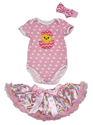Romper rose avec tutu et motif poussin d'oeuf, le cadeau de Pâques idéal