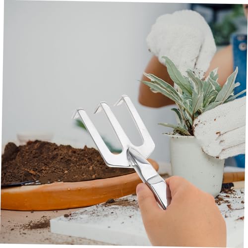 Rastrillo de mano de aleación de aluminio para jardín miniatura 3