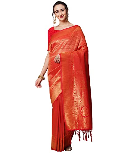 Image of AKHILAM Women's Banarasi Silk Woven Design Saree With Unstitched Blouse Piece (KUNT1880 Parent)