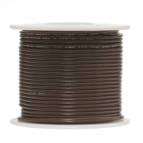 14 AWG Gauge UL1007 Solid Hook-Up Wire, 300V, 0.0641 Diameter, Brown, 1000' Length