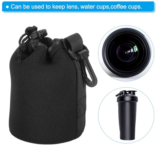 Bolsa para lente de cámara DSLR accesorio de neopreno negro con cordón 3 uds 6
