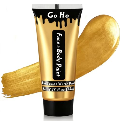 Go Ho Metallic Gold Face Body Paint Washable(2.37oz/pc) Water Based Cream Gold Face Paint Body Paint for SFX Cosplay Costumes Festivals Halloween Makeup
