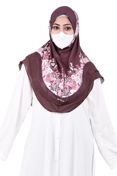 markaz hijab Printed Malaysian Instant Hijab for Women | Floral Border Design | Ready to Wear Modest Fashion Headscarf | Elegant Muslimah Style for Daily, Festive & Occasion Use-picture-11