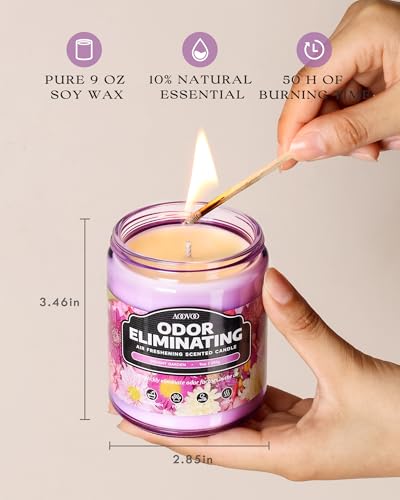 Image of AOOVOO Dreamy Garden 2 Pack Odor Eliminating Highly Fragranced Candle - Eliminates 95% of Pet, Smoke, Food and Other Smells Quickly, Non Toxic Air Freshing Soy Candle, 18 oz Up to 100 Hours Burn time