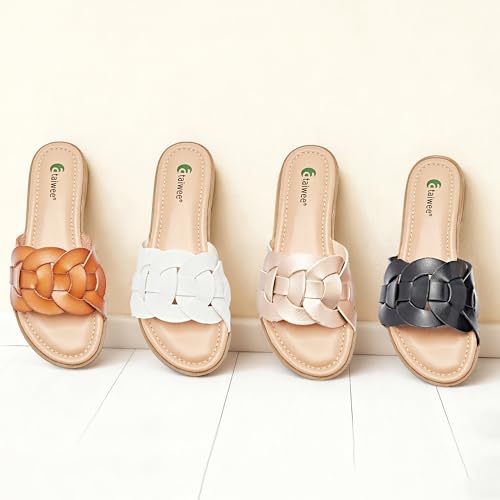 Image of Ataiwee Women's Dressy Braided Open Toe Flat Slides Sandals