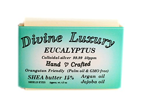 Colloidal Silver Soap Bar Eucalyptus (Essential Oil) DivineLuxurySoap - All Natural, No Palm Oil, Feel Clean, Safe, Bubbly