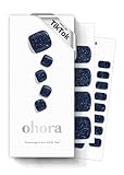 ohora Semi Cured Gel Pedi Strips (P Starry Night) - Red, Solid, Works with Any UV/LED Nail Lamps, Salon-Quality, Long Lasting, Easy to Apply & Remove - Includes 2 Prep Pads, Nail File & Wooden Stick