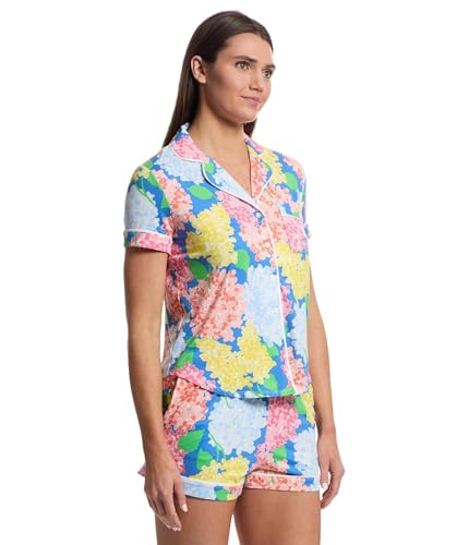 Image of kate spade new york Short Sleeve Brushed Jersey Notch Boxer Pajama Set