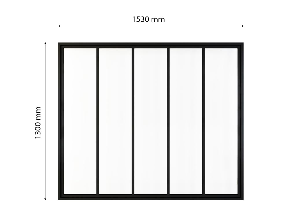 Schulte verrière fenêtre intérieur h.130xl.153 cm, 5 vitrages, cadre noir | style atelier carreaux transparents prête à poser