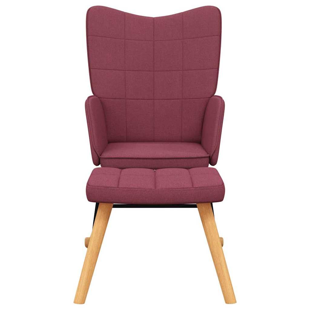 Lot de 2 fauteuils à bascule avec repose-pieds rouge vin en tissu