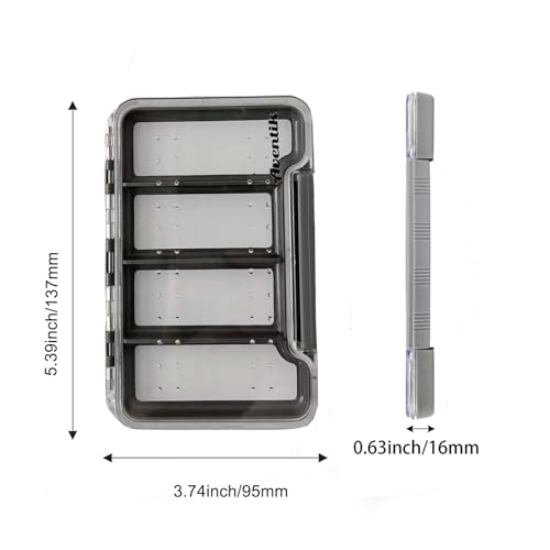 Aventik Caixa de pesca à prova d'água, fina, com bolso para moscas, caixa de armazenamento de iscas