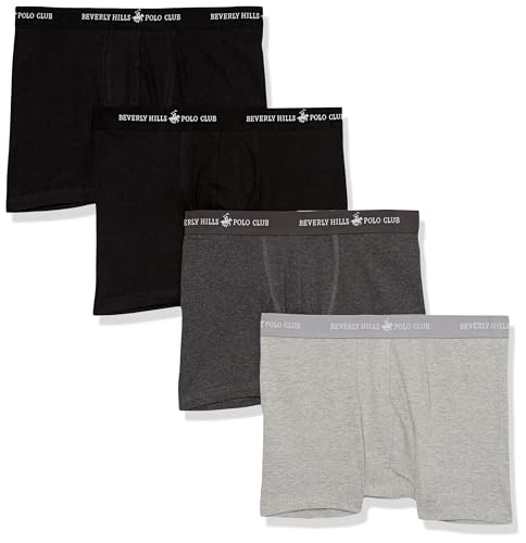 Beverly Hills Polo Club Men's 4 Pack Basic Solid Boxer Briefs